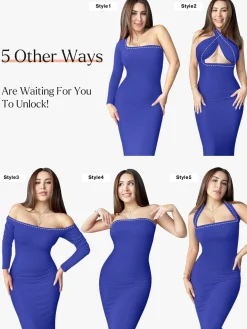 Shapewear Square Neck Long Sleeve Slimming Modal Maxi Dress