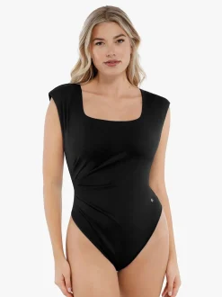 Shapewear Square Neck Padded Shoulder Slimming Bodysuit
