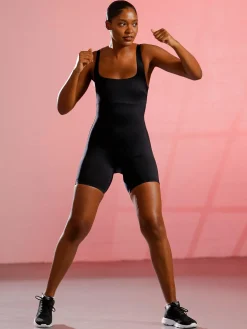 Shapewear Square Neck Slimming Mid-Thigh Workout Romper