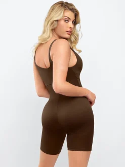Shapewear Square Neck Slimming Mid-Thigh Workout Romper