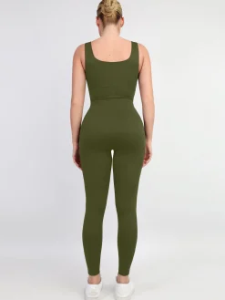 Shapewear Square Neck Thigh Slimming Workout Jumpsuit
