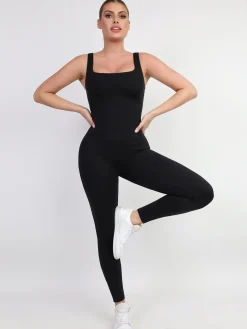 Shapewear Square Neck Thigh Slimming Workout Jumpsuit