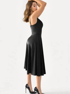 Shapewear Strappy Cowl Neck Fit & Flare Midi Dress