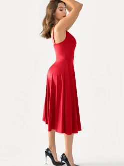 Shapewear Strappy Cowl Neck Fit & Flare Midi Dress