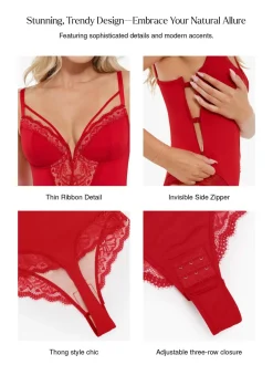 Shapewear Strappy Tummy Control Lace Inset Bodysuit