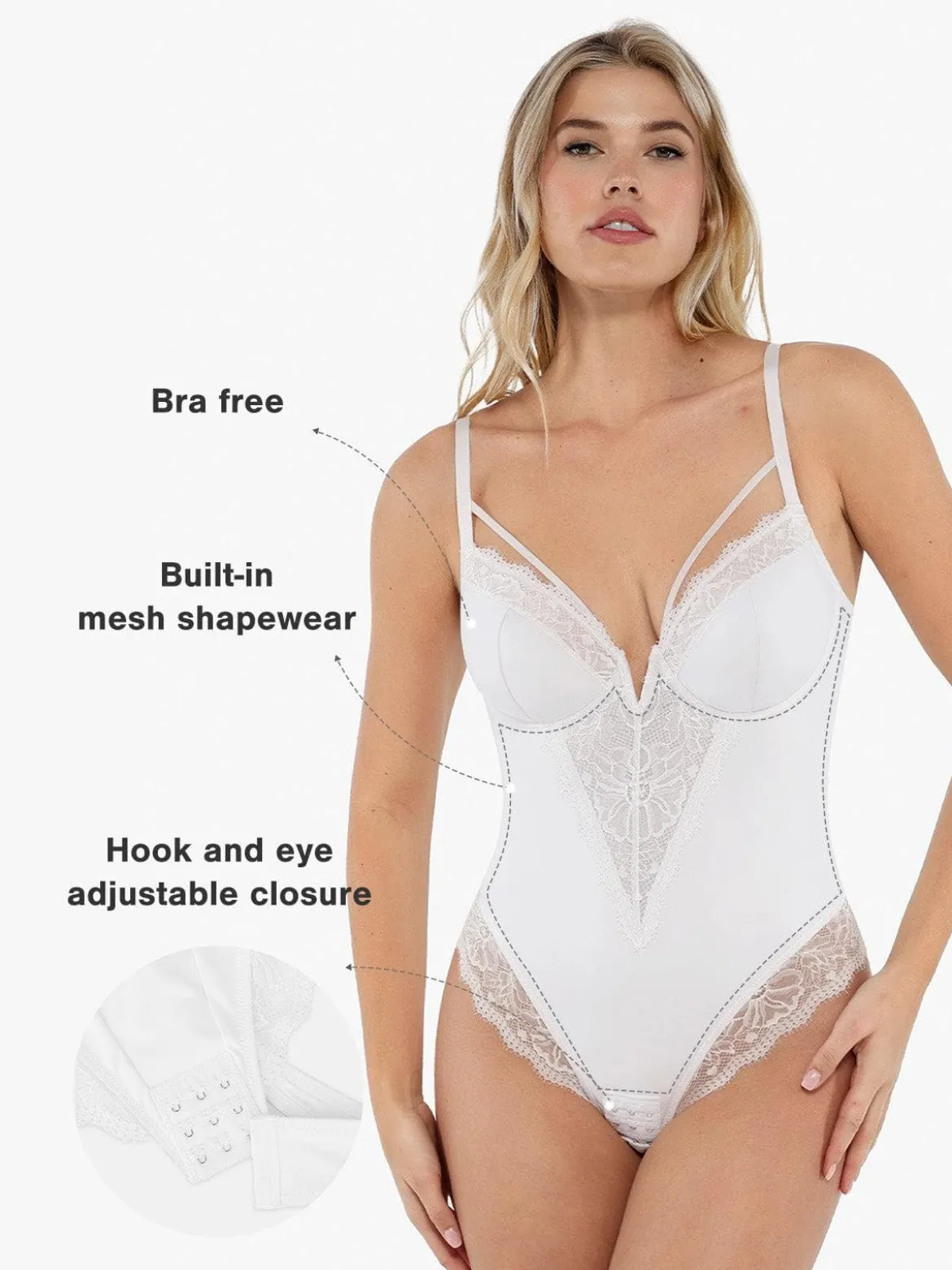 Shapewear Strappy Tummy Control Lace Inset Bodysuit