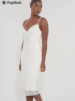 Shapewear Tummy Control Lace Inset Midi Dress