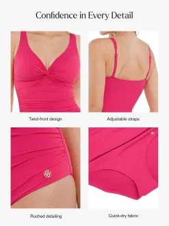 Shapewear Twist Front Ruched Sculpting Swimsuit