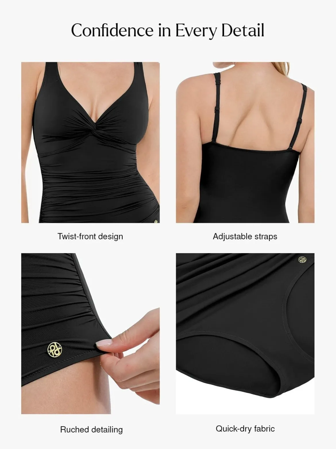 Shapewear Twist Front Ruched Sculpting Swimsuit