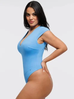 Shapewear V Neck Cap Sleeve Tummy Control Bodysuit