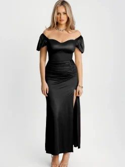 Square Neck Slimming Sculpting Maxi Dress with Sleeves