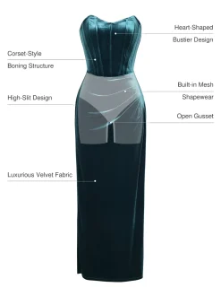 Strapless Velvet Ruched Sculpting Corset Gown