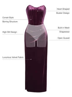 Strapless Velvet Ruched Sculpting Corset Gown