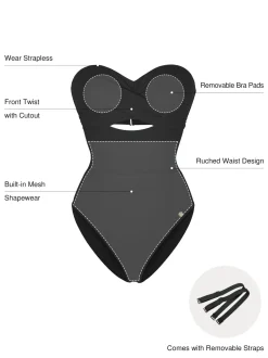 Twist & Shirred Sculpting One-Piece with Removable Straps