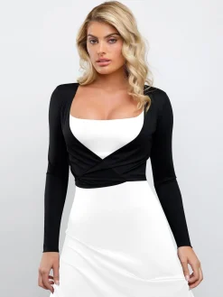 Two-Way Long Sleeve Ballet Wrap Cardigan