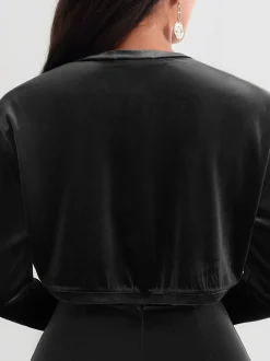 Velvet Long-Sleeve Shrug Bolero