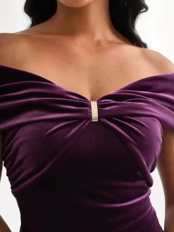 Velvet Twist Front Off-The Shoulder Sculpting Bodysuit