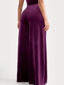 Velvet Wide-Leg Sculpting Trousers