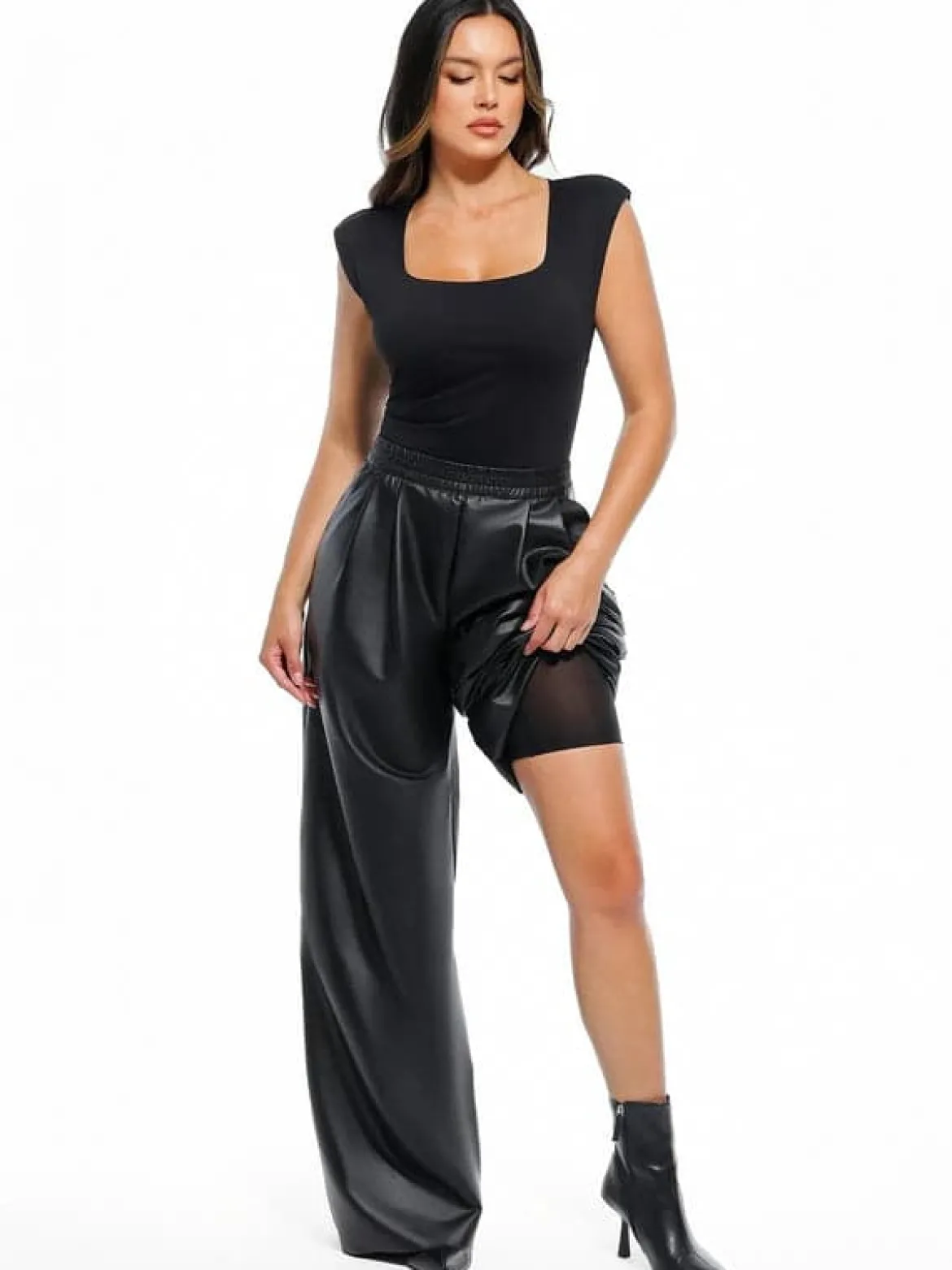 Velvet Wide-Leg Sculpting Trousers