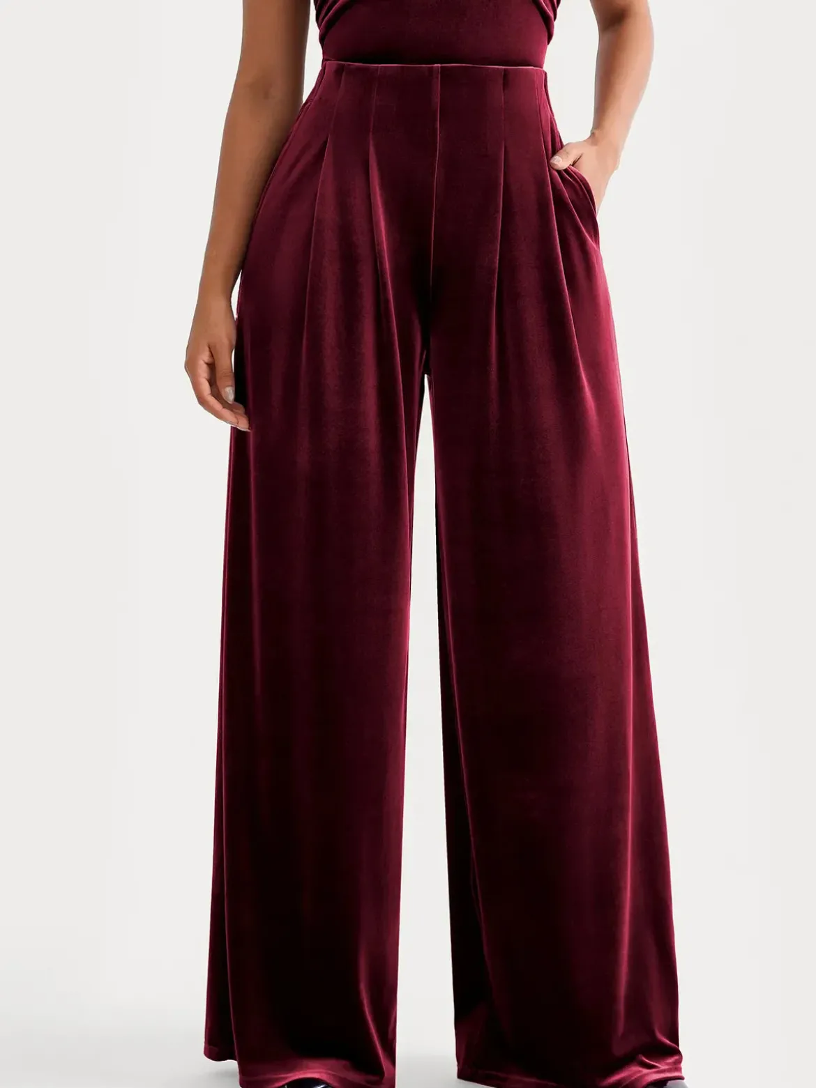 Velvet Wide-Leg Sculpting Trousers
