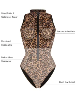 Zip-Front Waist Shaping Swimsuit