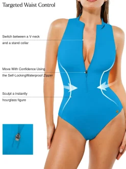 Zip-Front Waist Shaping Swimsuit