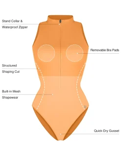 Zip-Front Waist Shaping Swimsuit